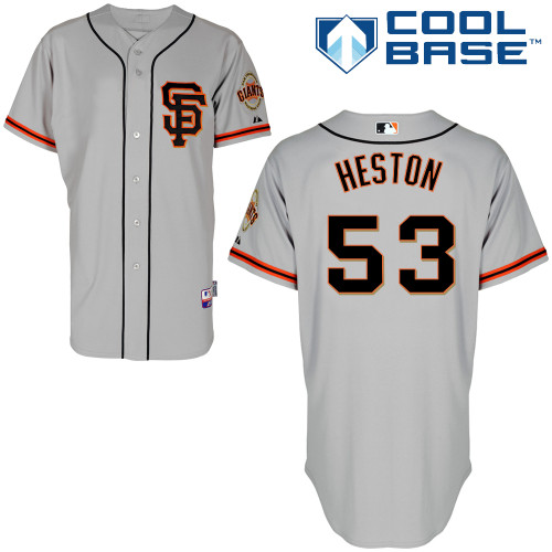 Chris Heston #53 MLB Jersey-San Francisco Giants Men's Authentic Road 2 Gray Cool Base Baseball Jersey